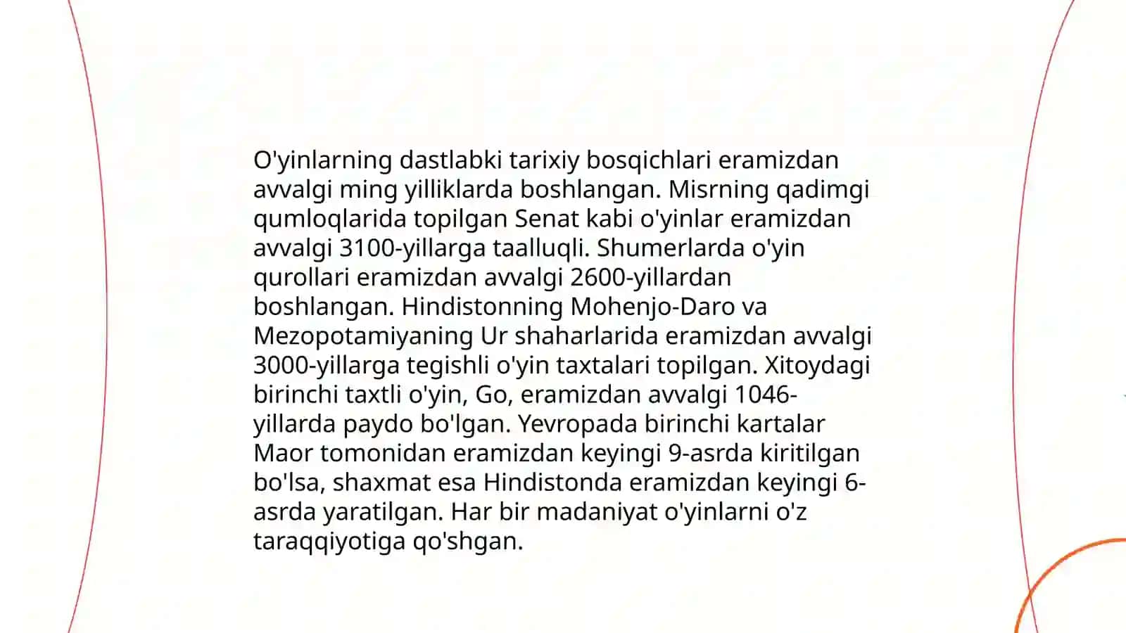 O'yinining kelib chiqish tarixi 3
