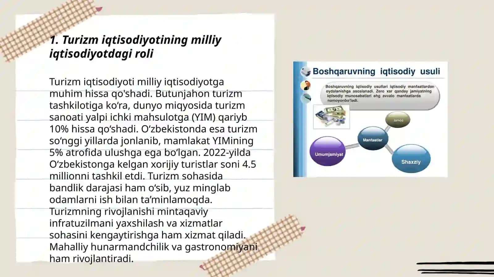 Turizm iqtisodiyotining milliy iqtisodiyotdagi roli 3