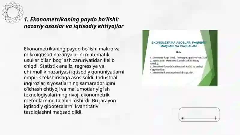 Ekonometrika ning paydo bo'lish Tarixi va Rivojlanish bosqichlari 3