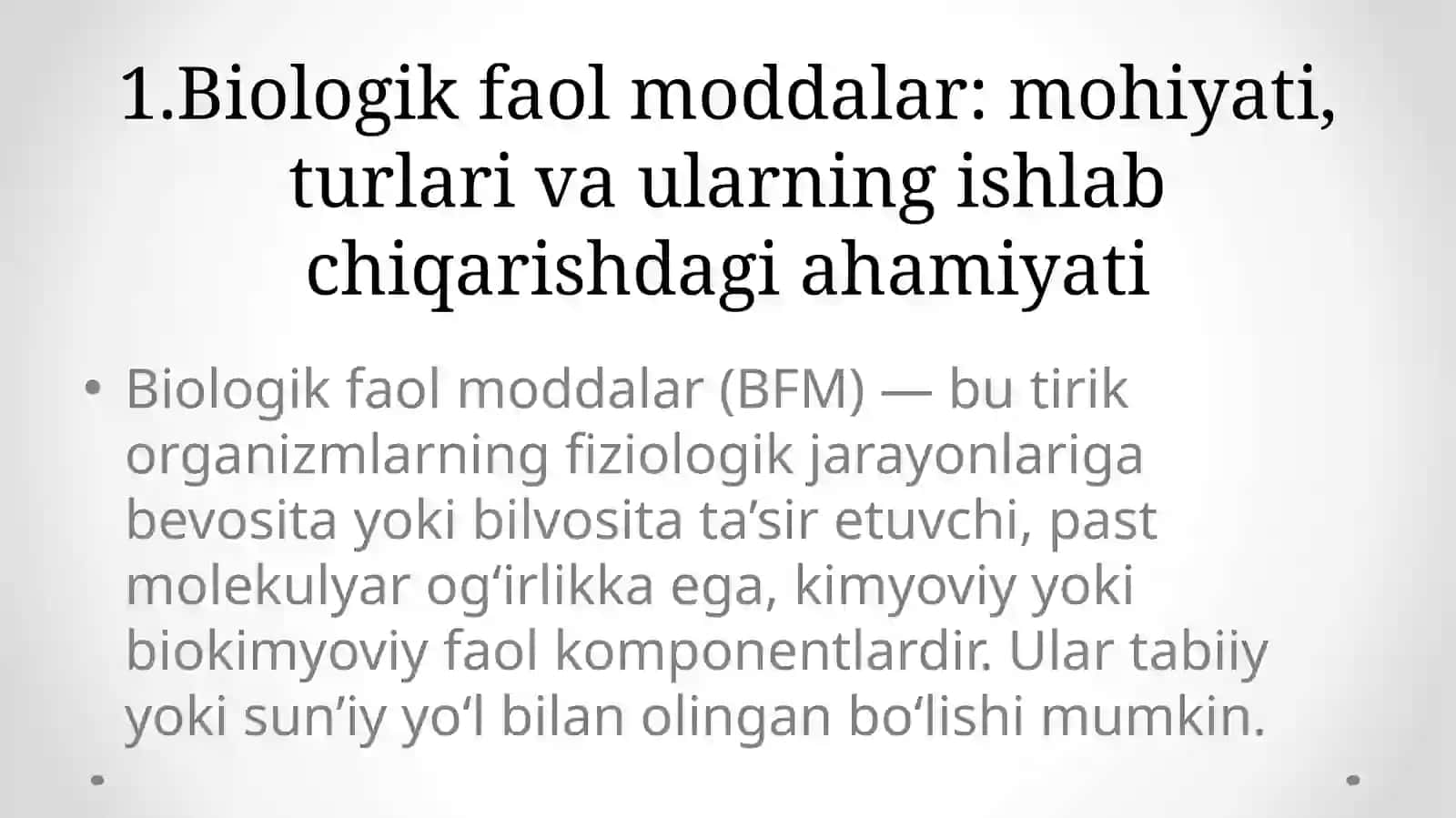 Biologik faol moddalarni texnologik ishlab chiqarishni asbobsozlik va nazorat qilish 3