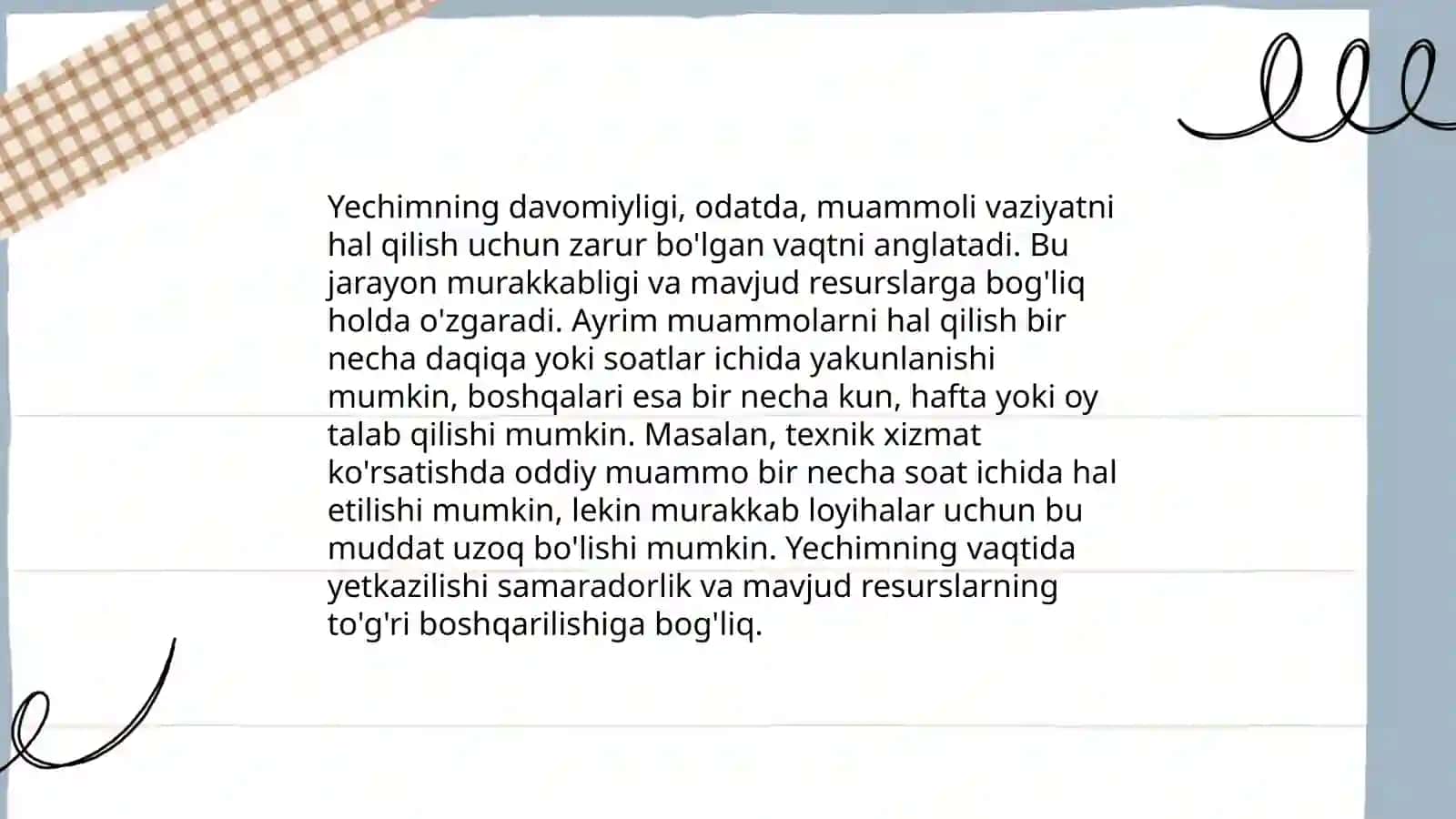 Yechimning davomiyligi 3