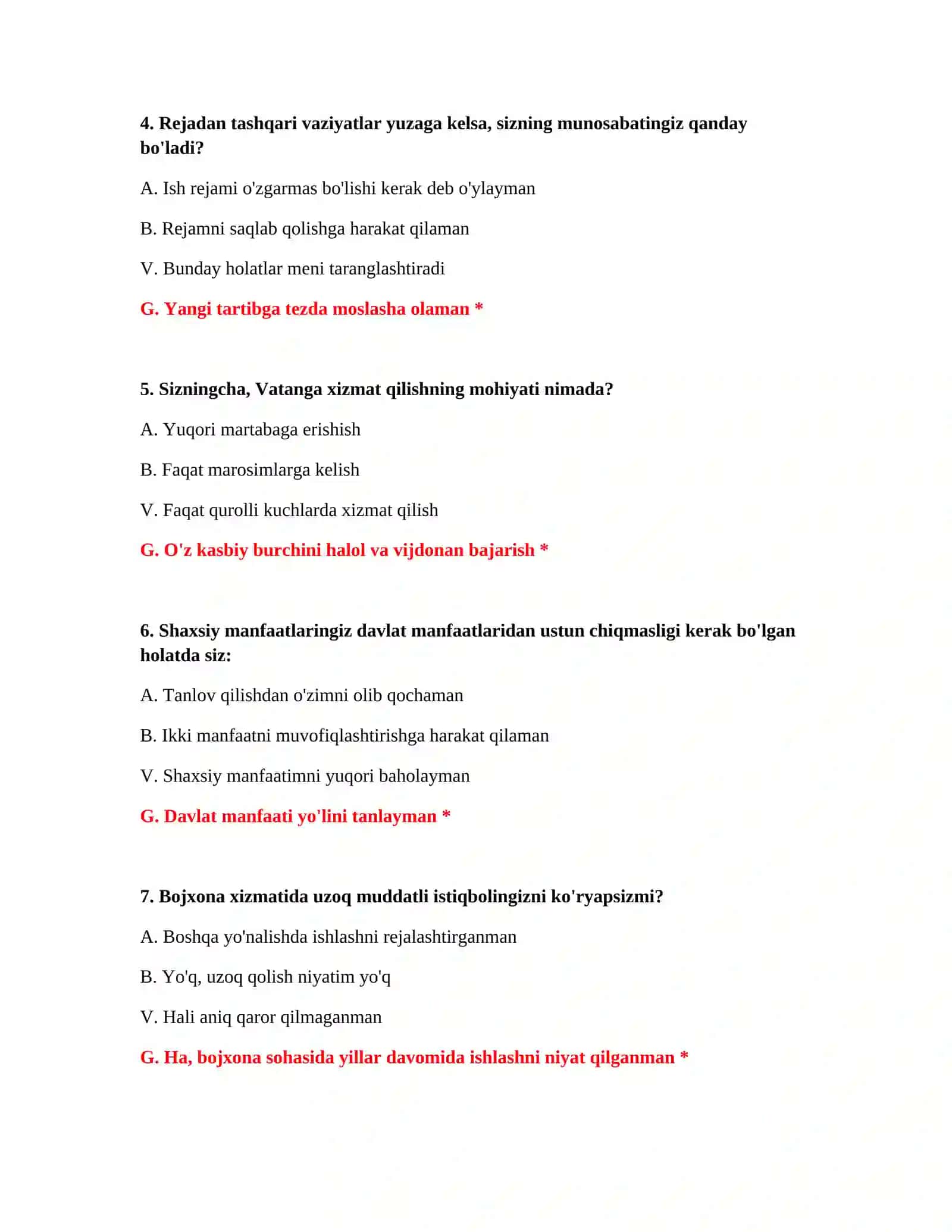 Bojxona testlari javoblari 200 ta 3