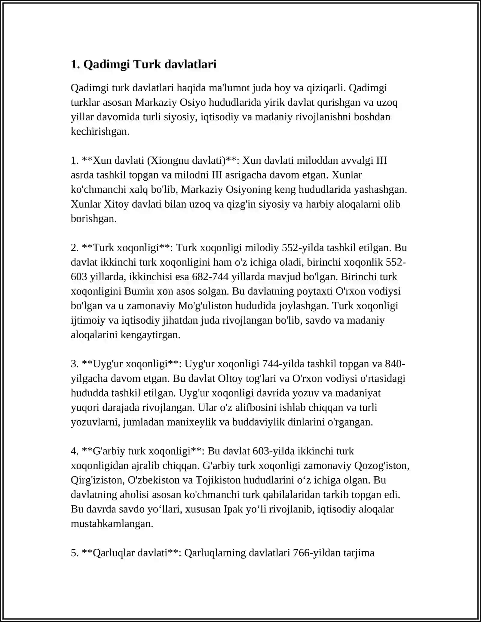 O‘ZBEK DAVLATCHILIGINING TARIXIY BOSQICHLARI (O‘ZBEKISTON HUDUDIDAGI DAVLATLAR TARIXI MISOLIDA) 3