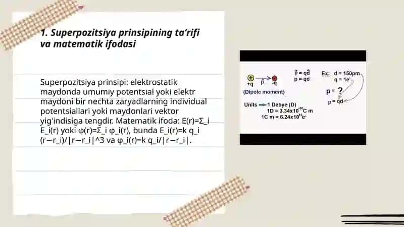Elektrostatik maydon uchun superpozitsiya prinsipi 3