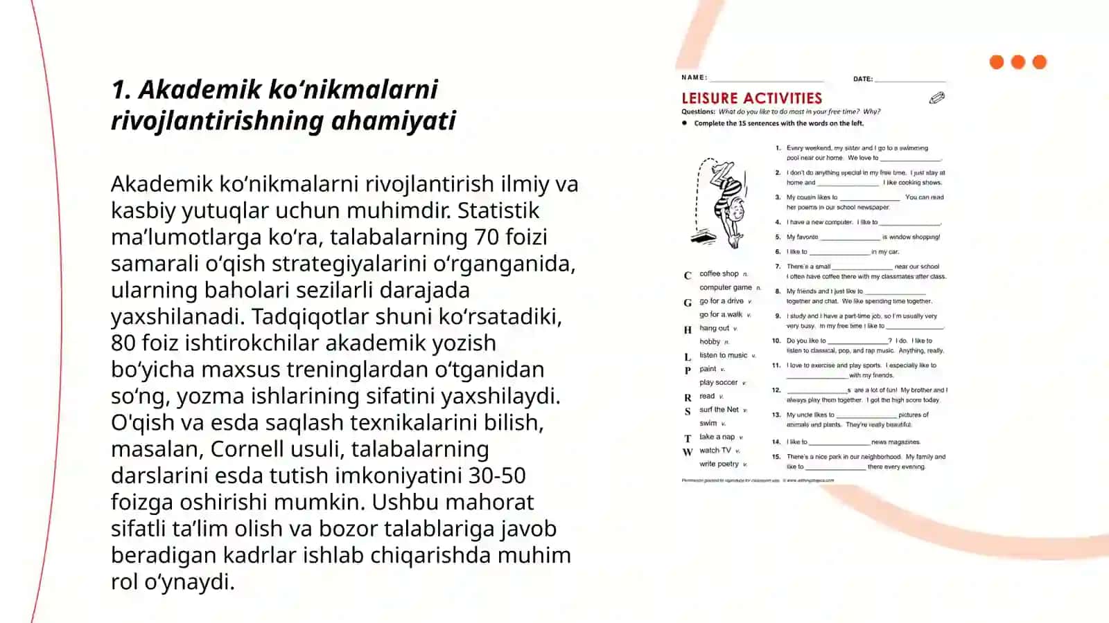 Akademik koʻnikmalarning talabalar faolyatdagi ahamyati va dolzarbligi 3
