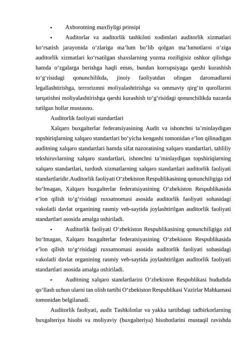 Xalqaro audit standartlarini tasniflanishi va O'zbekistonda qo'llash masalalari 3