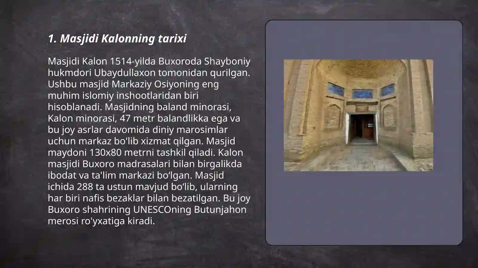 Masjidi Kalon maqbarasining tarixi va ahamiyati 3