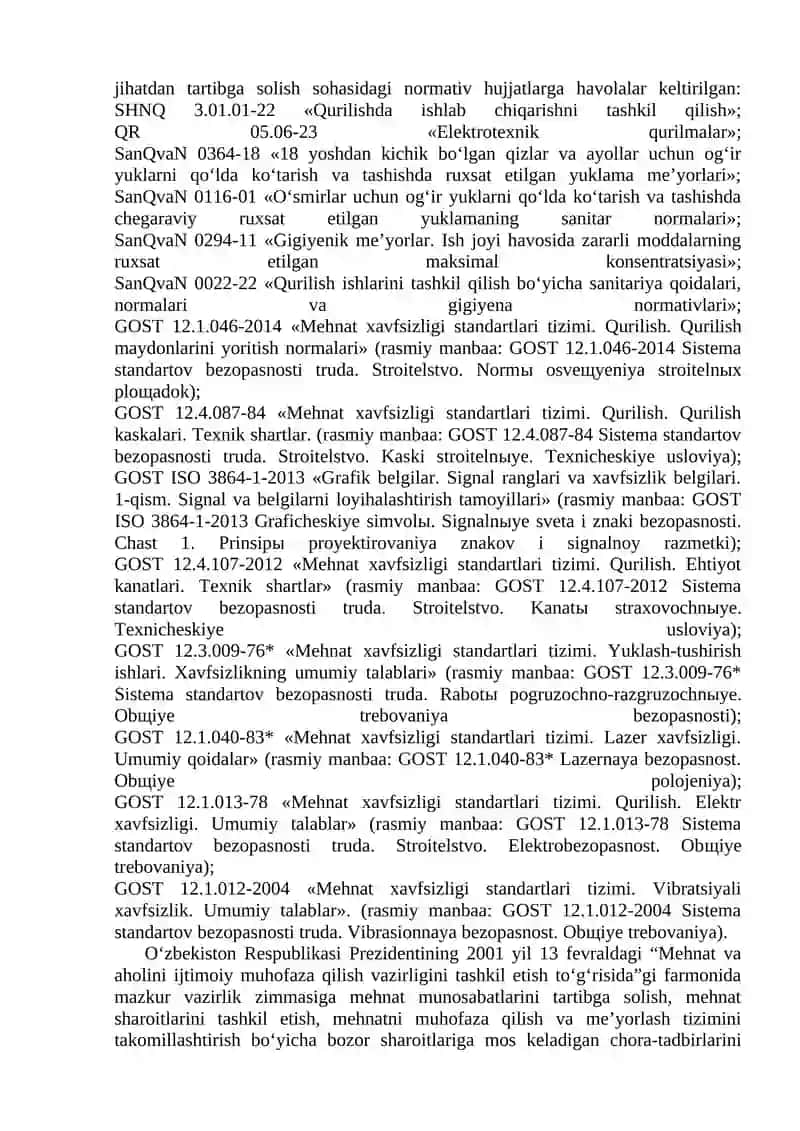 Mehnatni muhofaza qilish va xavfsizlikning huquqiy meyoriy asoslari 3