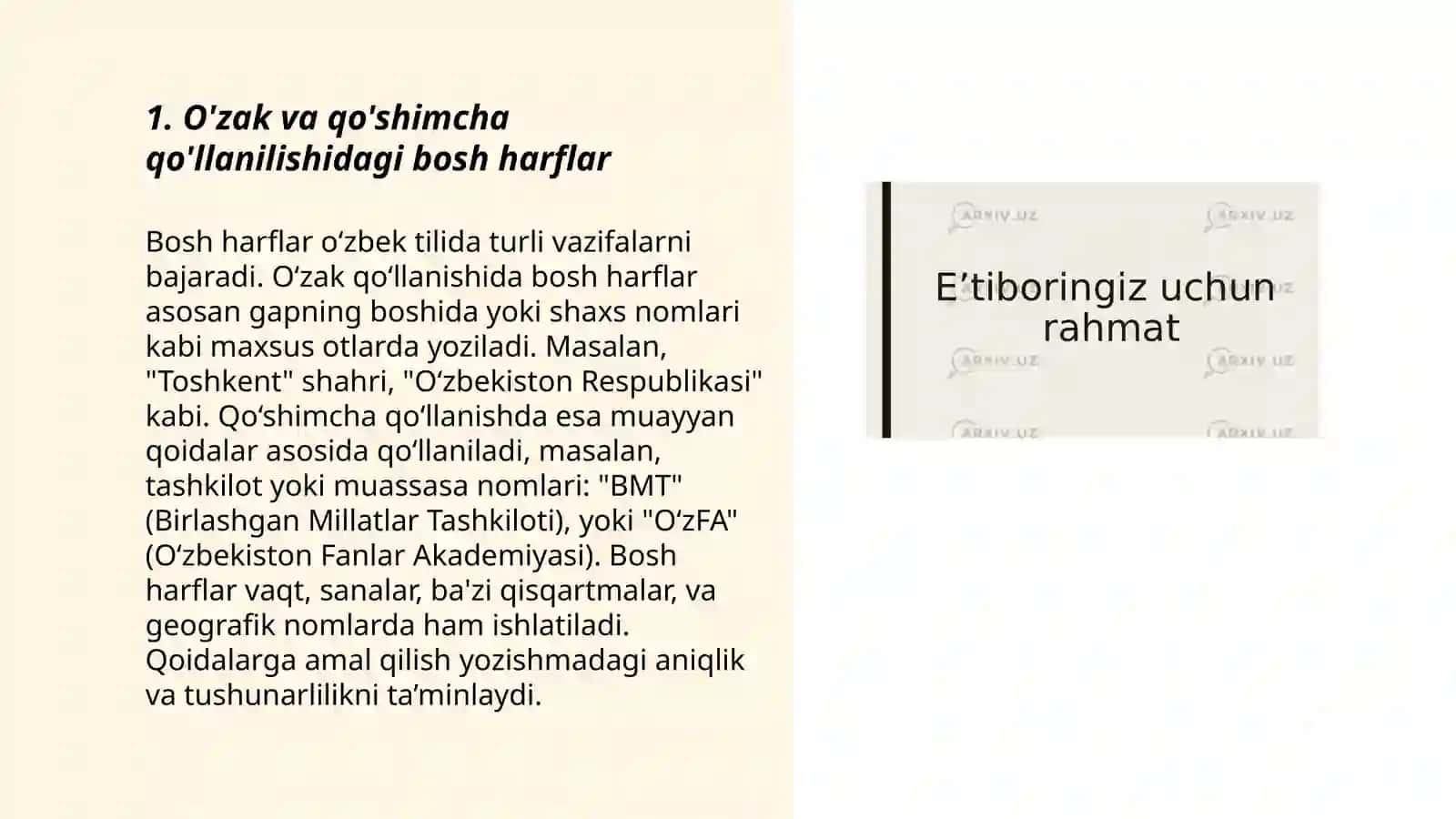 Bosh harflar imlosi. Ko'chirib yozish qoidalari 3