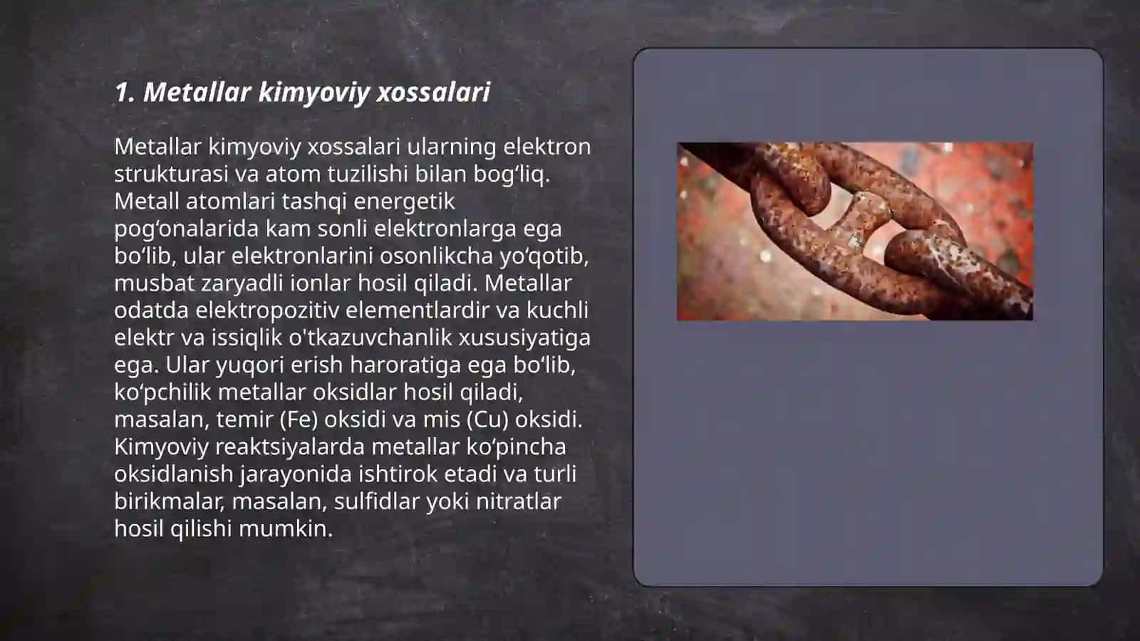 Metallar kimyoviy xossalari 3