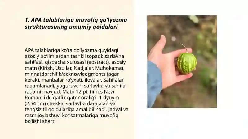Amerika psixologlar assotsatsiyasining talablariga ko’ra qo’lyozmalarda rasmlarga taglavhalar xulosalar qo’shimchalar jadvallar va rasmlarni rasmiylashtirish 3