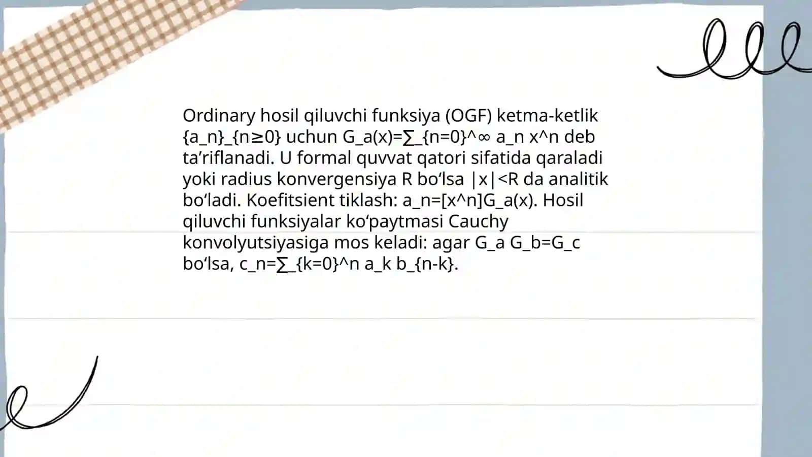 Hosil qiluvchi funksiyalar.Ehtimollarning polinomial taqsimoti 3
