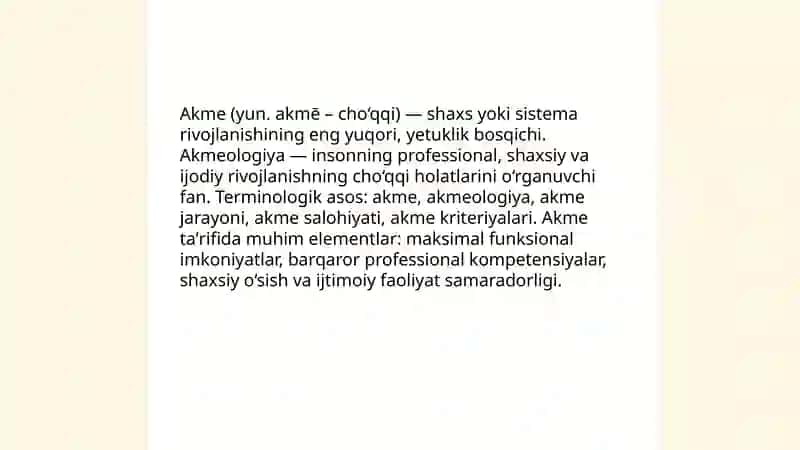 Akme tushunchasining mohiyati 3