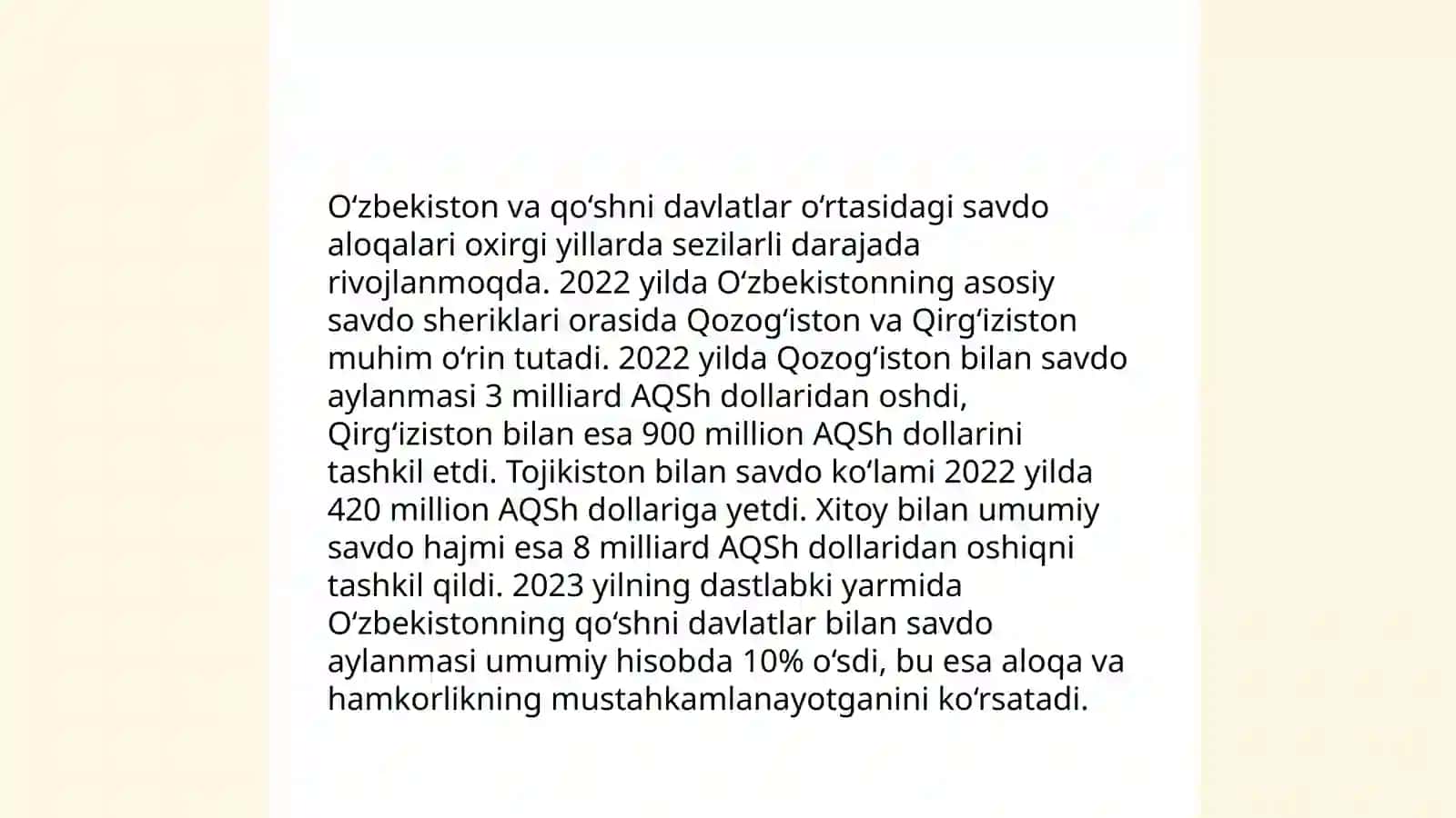 O'zbekiston va Markaziy Osiyo mamlakatlarining geoiqtisodiy hamkorligi natija va muommolar 3