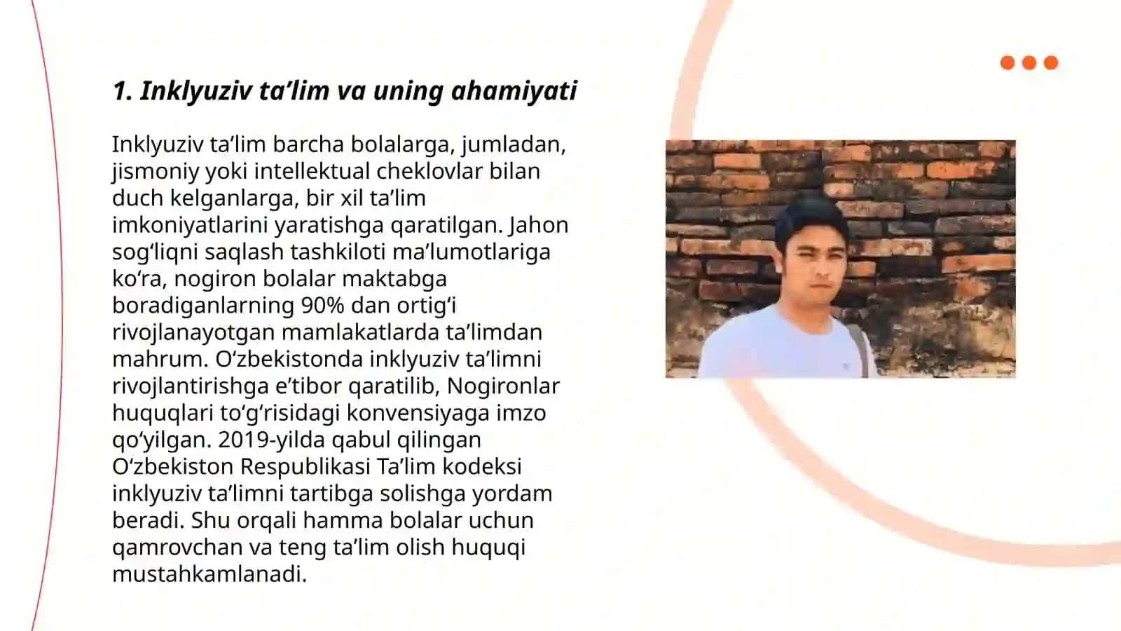 Chet elda alohida taʼlim ehtiyojlari boʻlgan bolalarning inklyuziv taʼlimi BT-23-AU guruh talabasi Qayumjonova Ruhshona 3