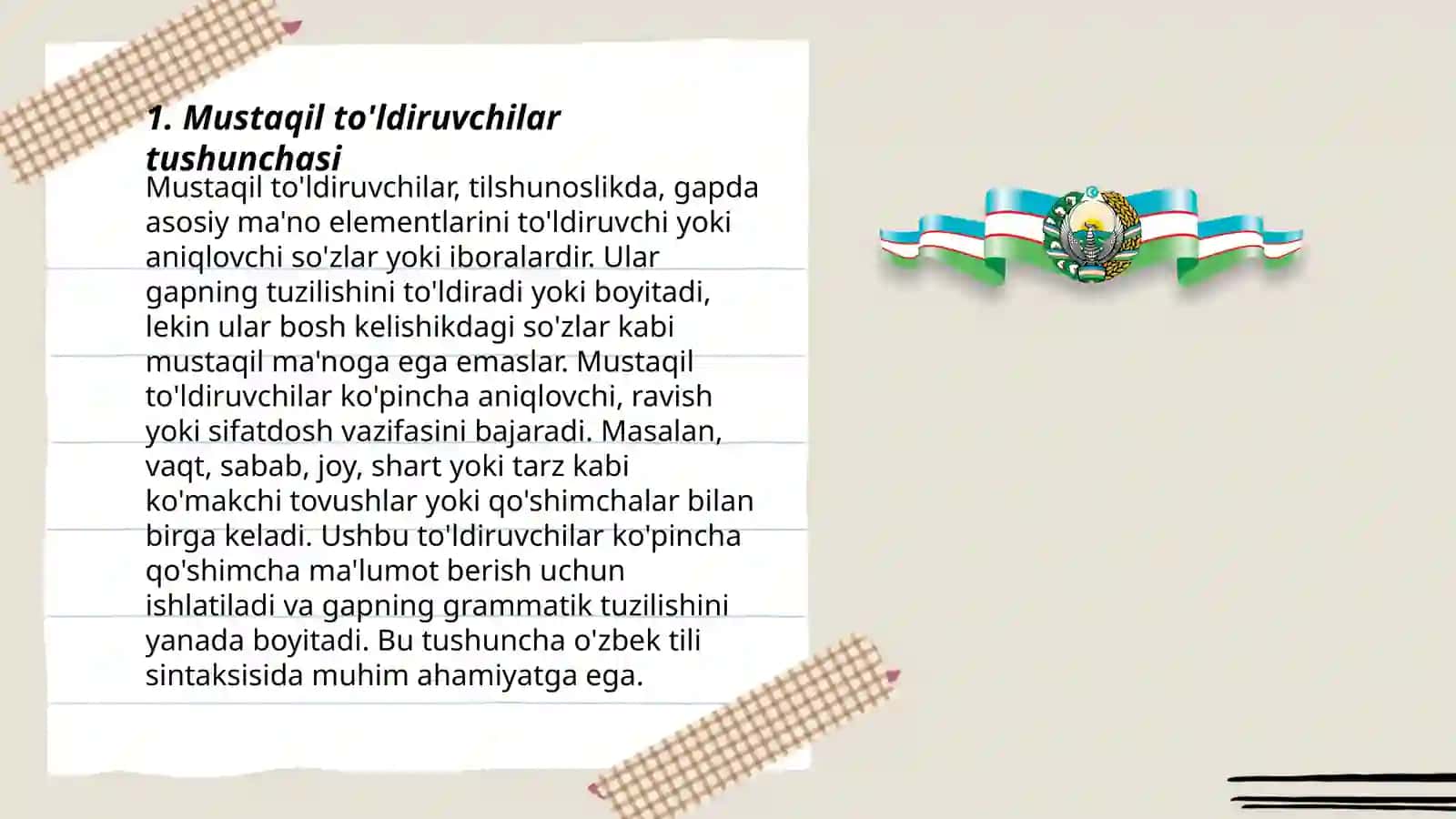 Mustaqil va nomustaqil to'ldiruvchilar 3
