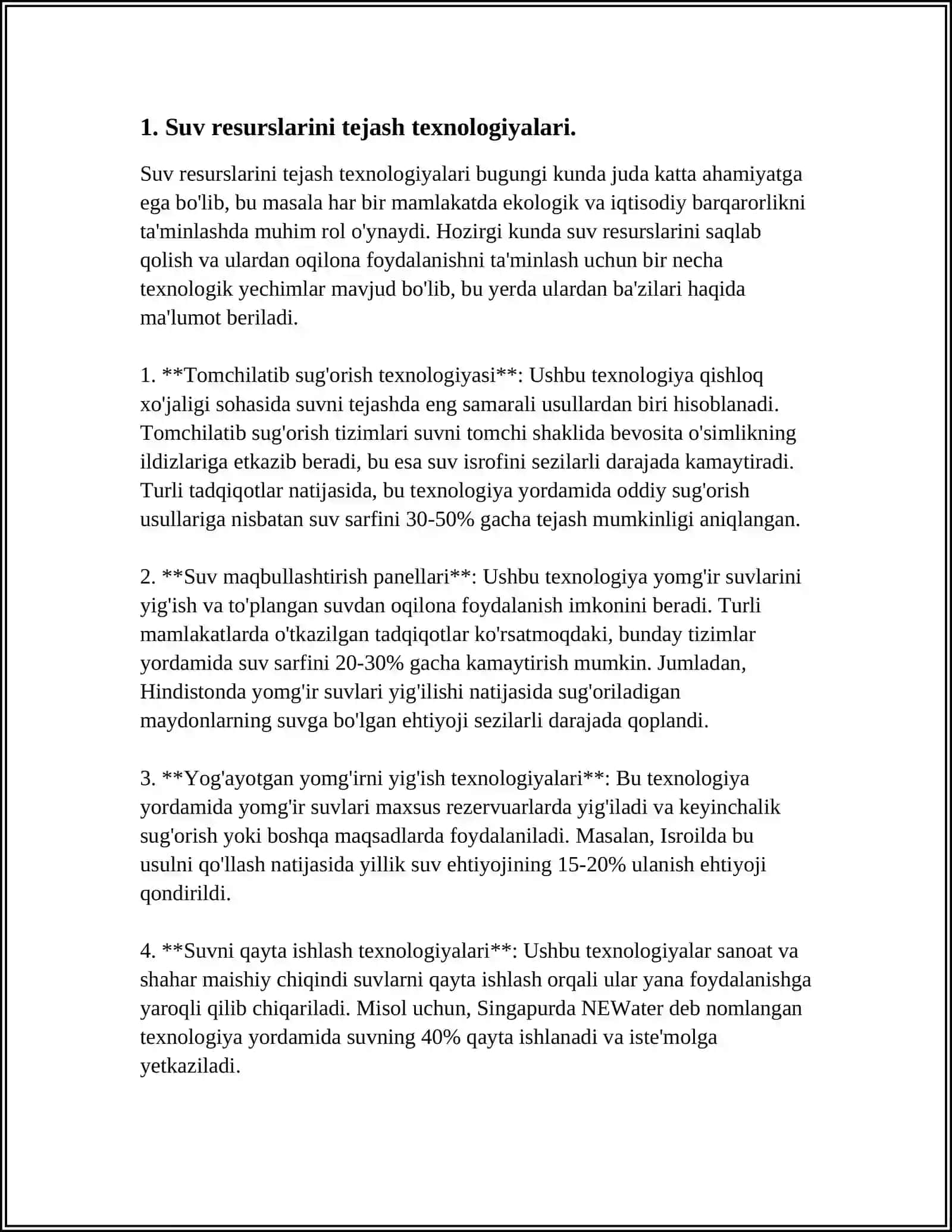 Suv resurslarini tejash texnologiyalari 3