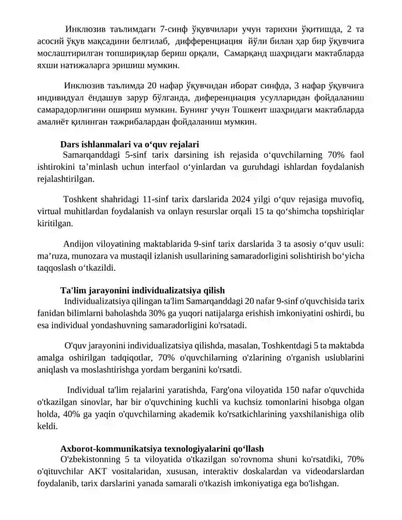 Tarix o'qitishda ta'limning usul va vositalarini tanlash 3