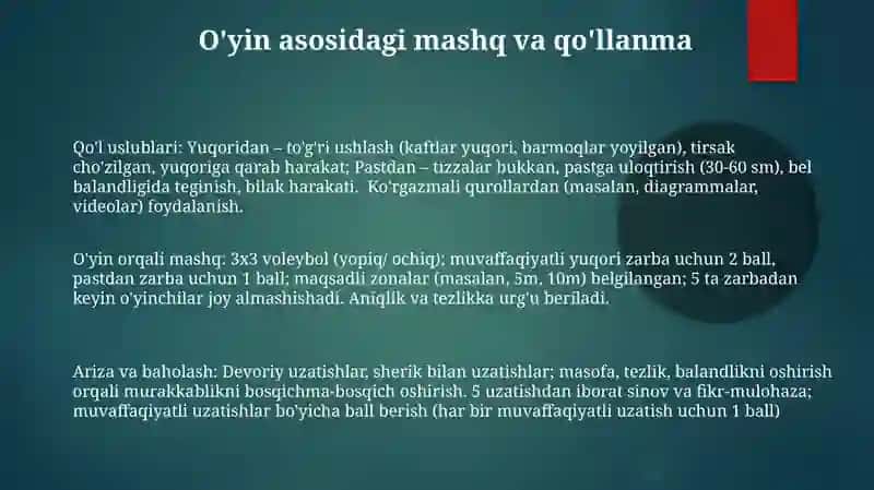 To'pni yuqoridan va pastdan ikki qo‘llab uzatish texnikasi 3