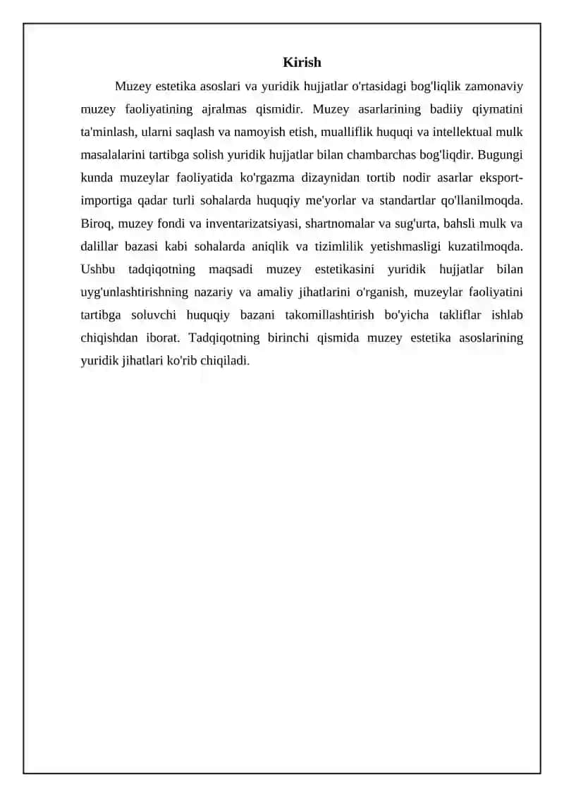 Muzey estetikasi va huquqiy hujjatlar 3