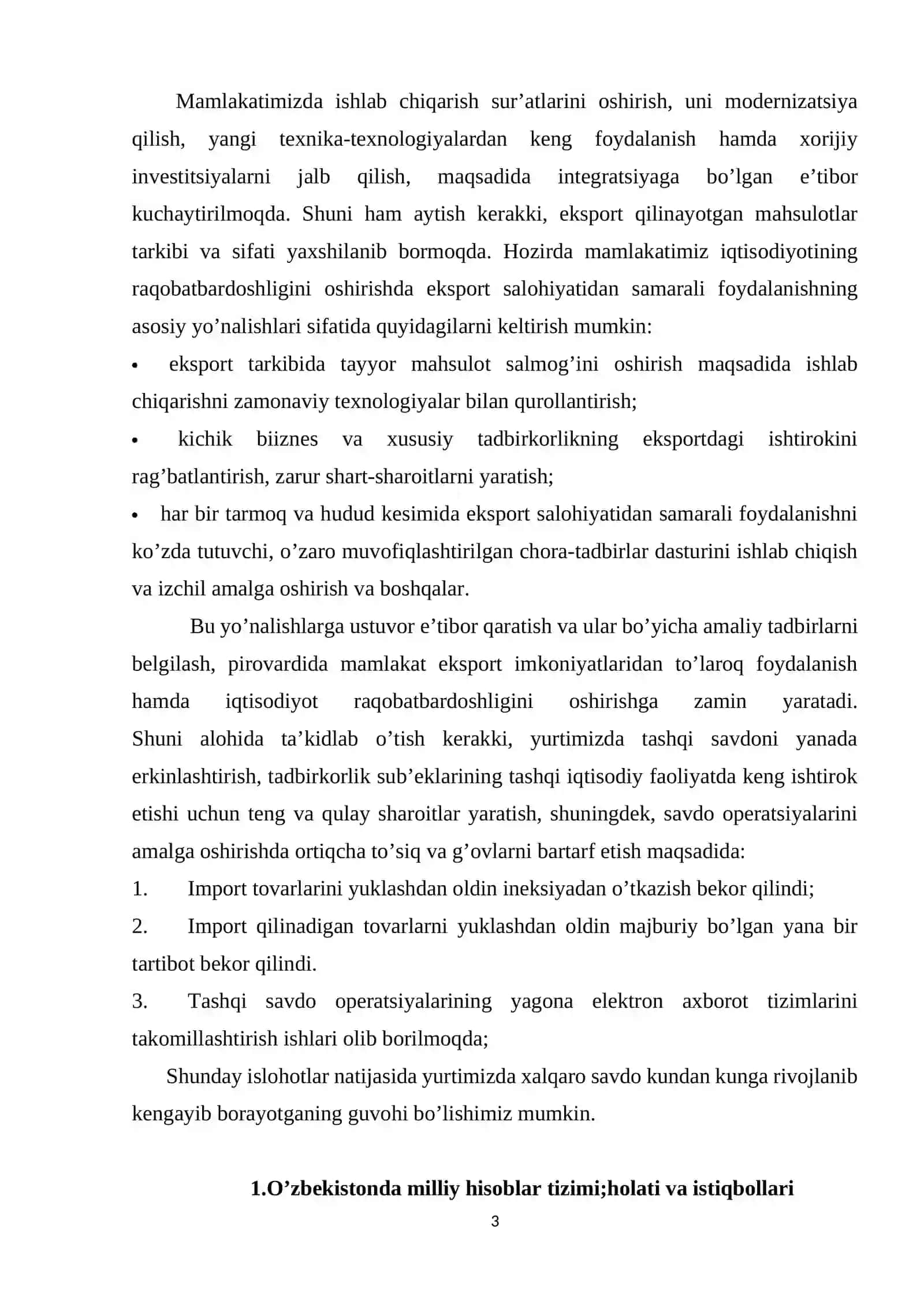 O'zbekiston tashqi savdo munosabatlari geografiyasining sifat jihatidan o'zgarib borishi 3