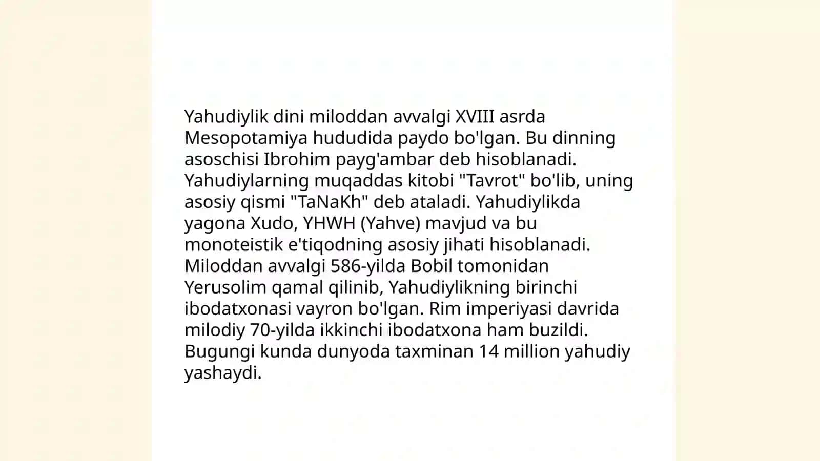 Yahudiylik dini paydo bo’lishi 3
