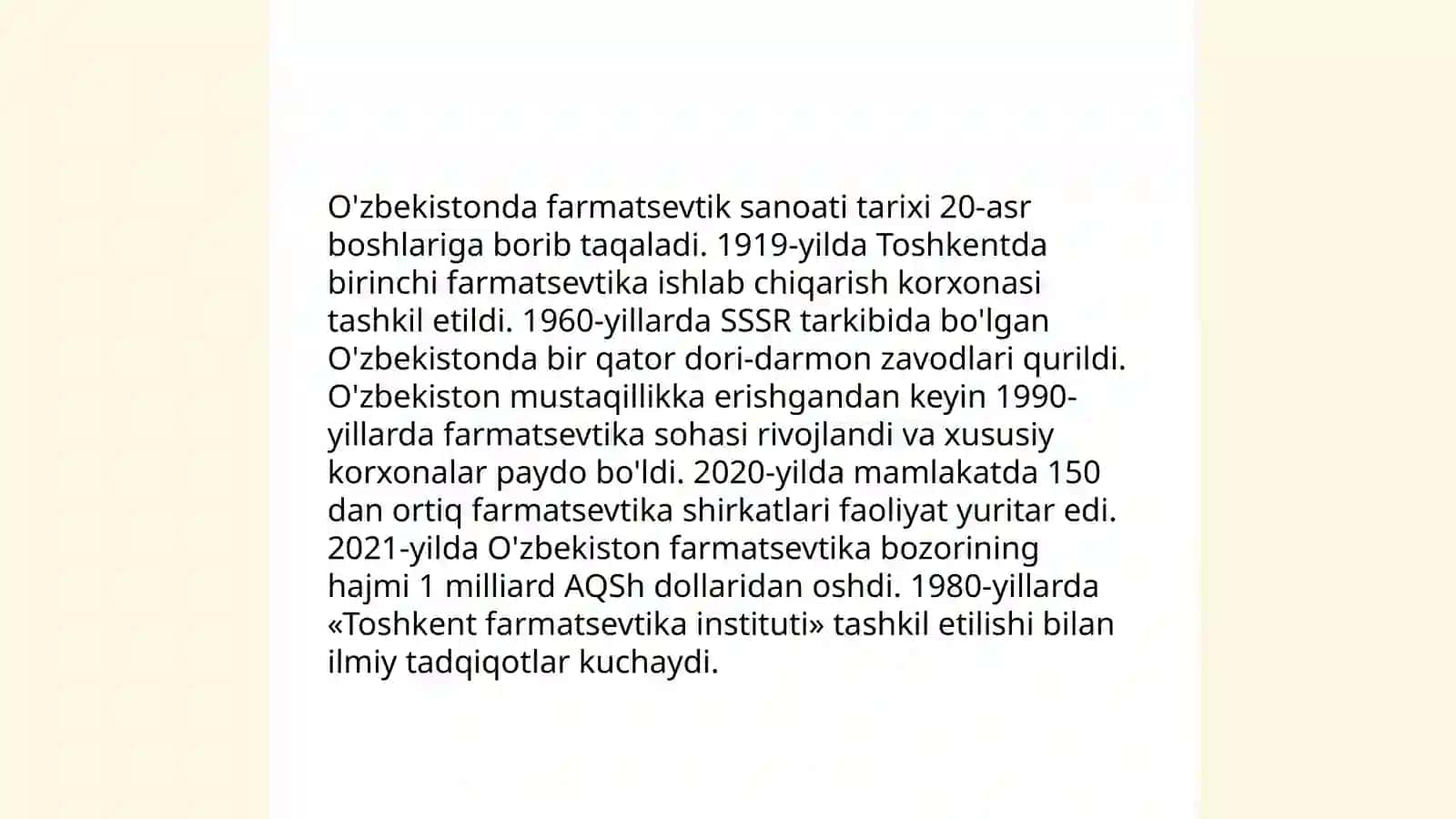 O'zbekistonda farmatsevtik ishlab chiqarish korxonalari va ularning turlari 3