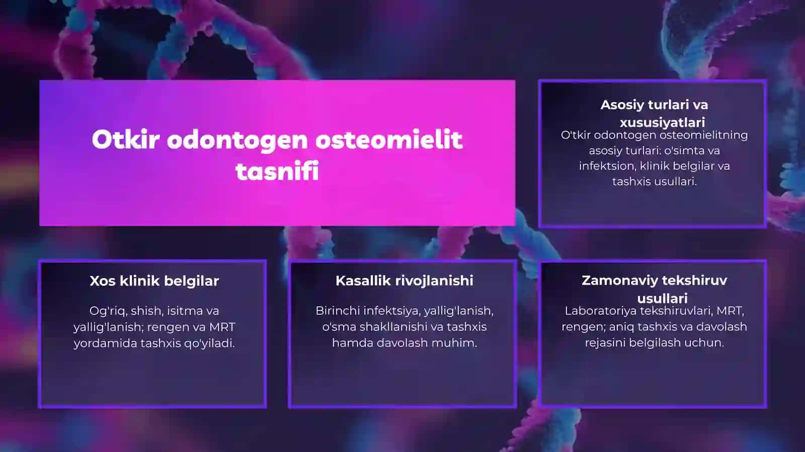 Otkir odontogen osteomielitning tasnifi va asosiy xususiyatlari 3