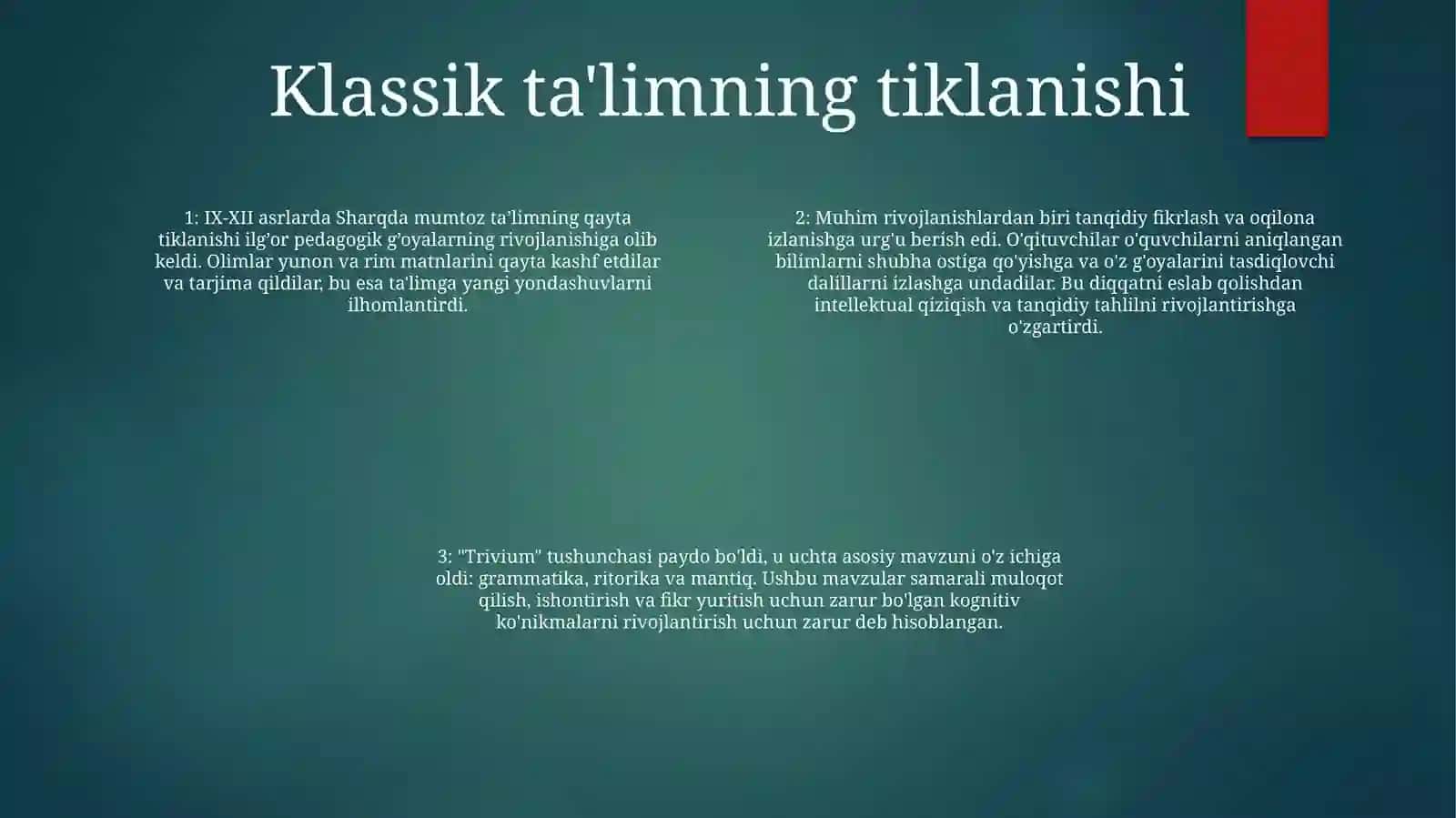 Ix-Xii Asrlarda Sharq Uyg'Onish Davrida Pedagogik Fikrlar Rivoji Haqida Referat 3