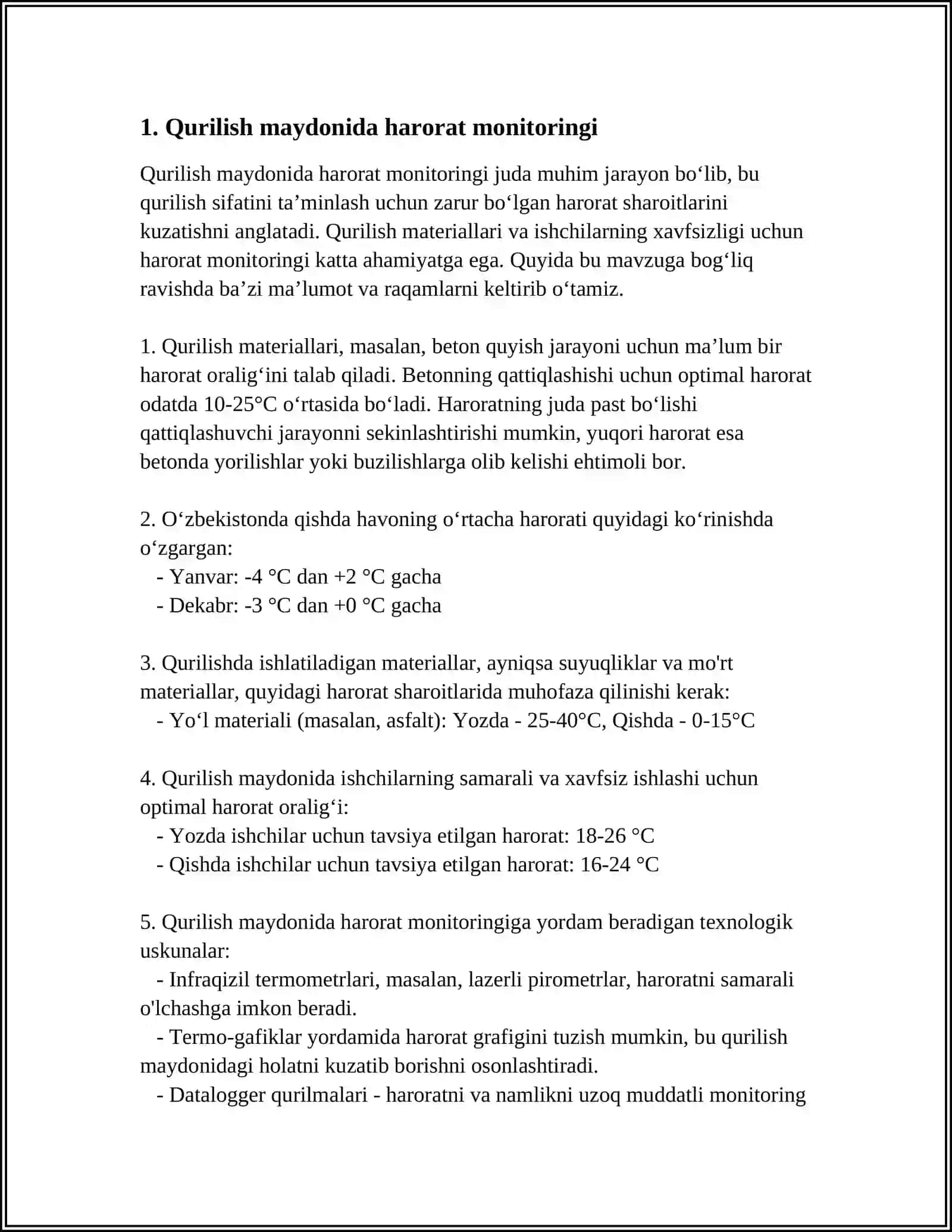QURILISH MAYDONINING HARORAT REJIMI 3