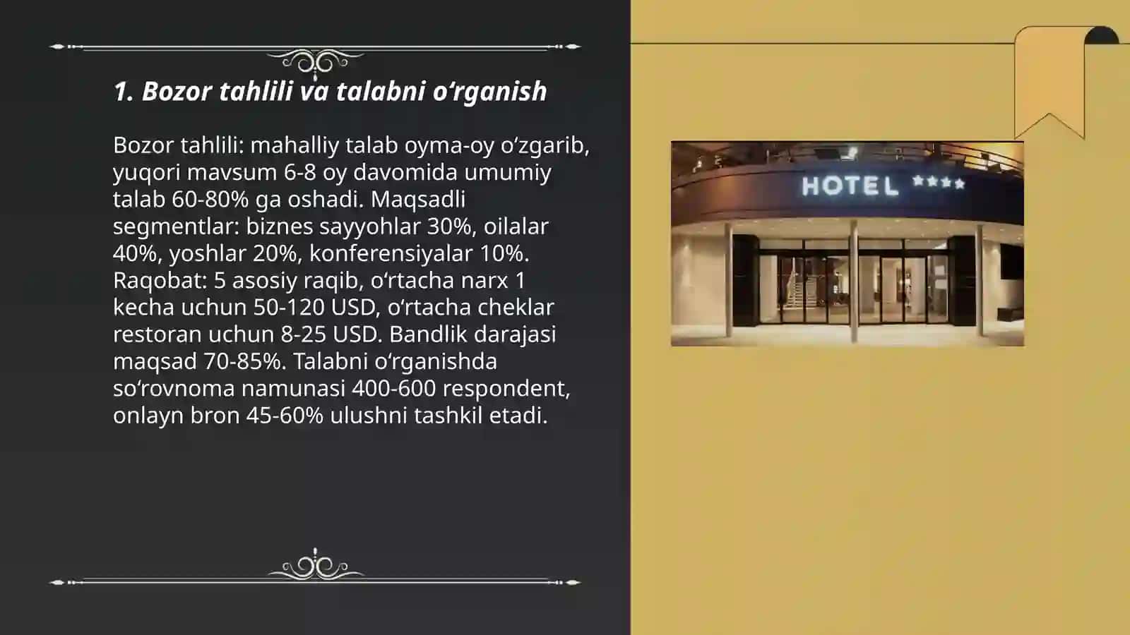 Mehmonxona va restoran biznesini rivojlantirishning marketing rejasi 3
