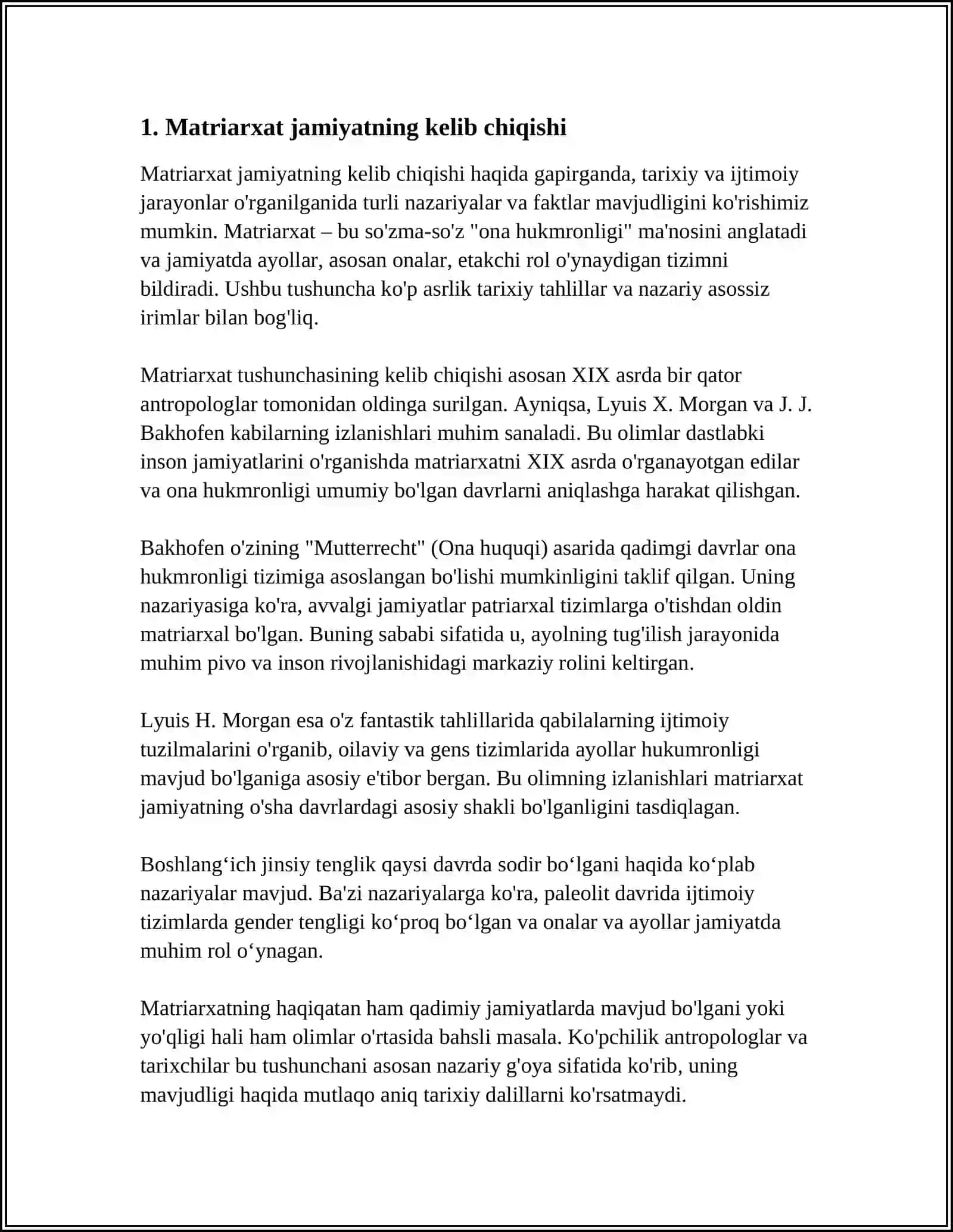 INSONYATNING TARIXIY RIVOJLANISHIDA MATRIARXAT DAVRI 3