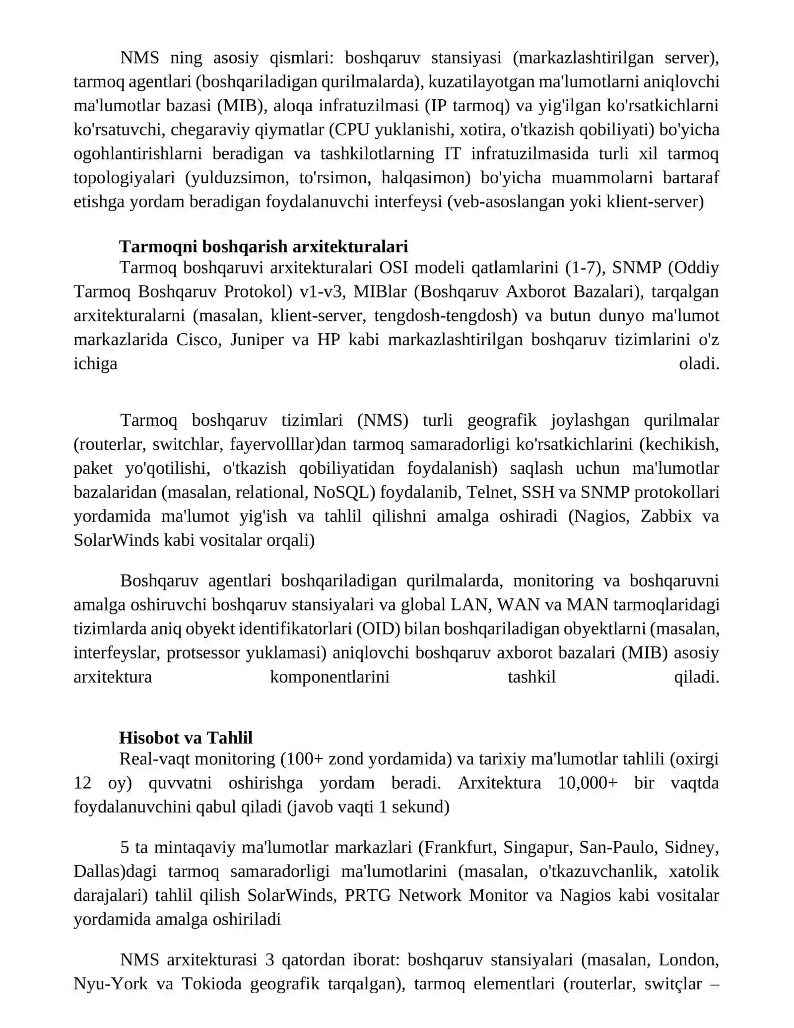 Tarmoq boshqaruv tizimi (NMS) arxitekturasi 3