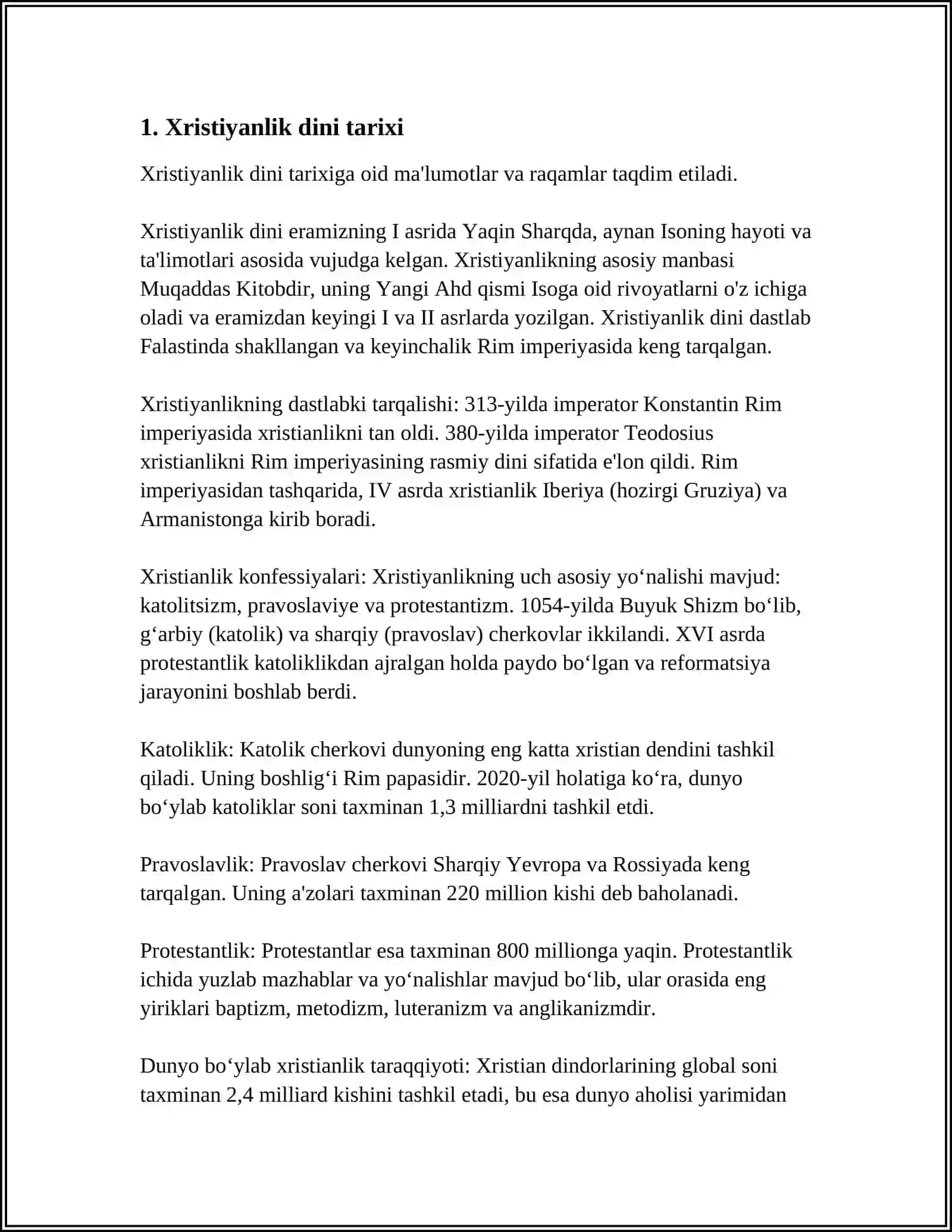 XRISTIYANLIK DINI VA UNING YÕNALISHLARI 3