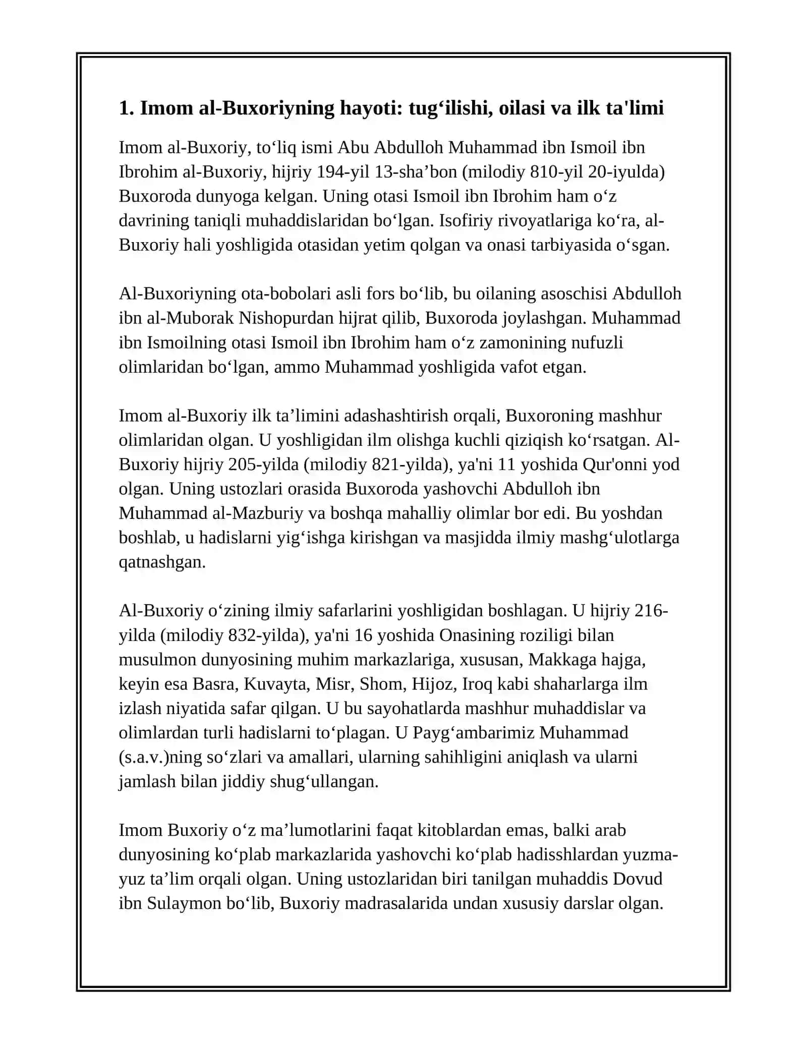 BUYUK MUHADDISLAR AL-BUXORIY, AT-TERMIZIY HAYOTI VA IJODI 3