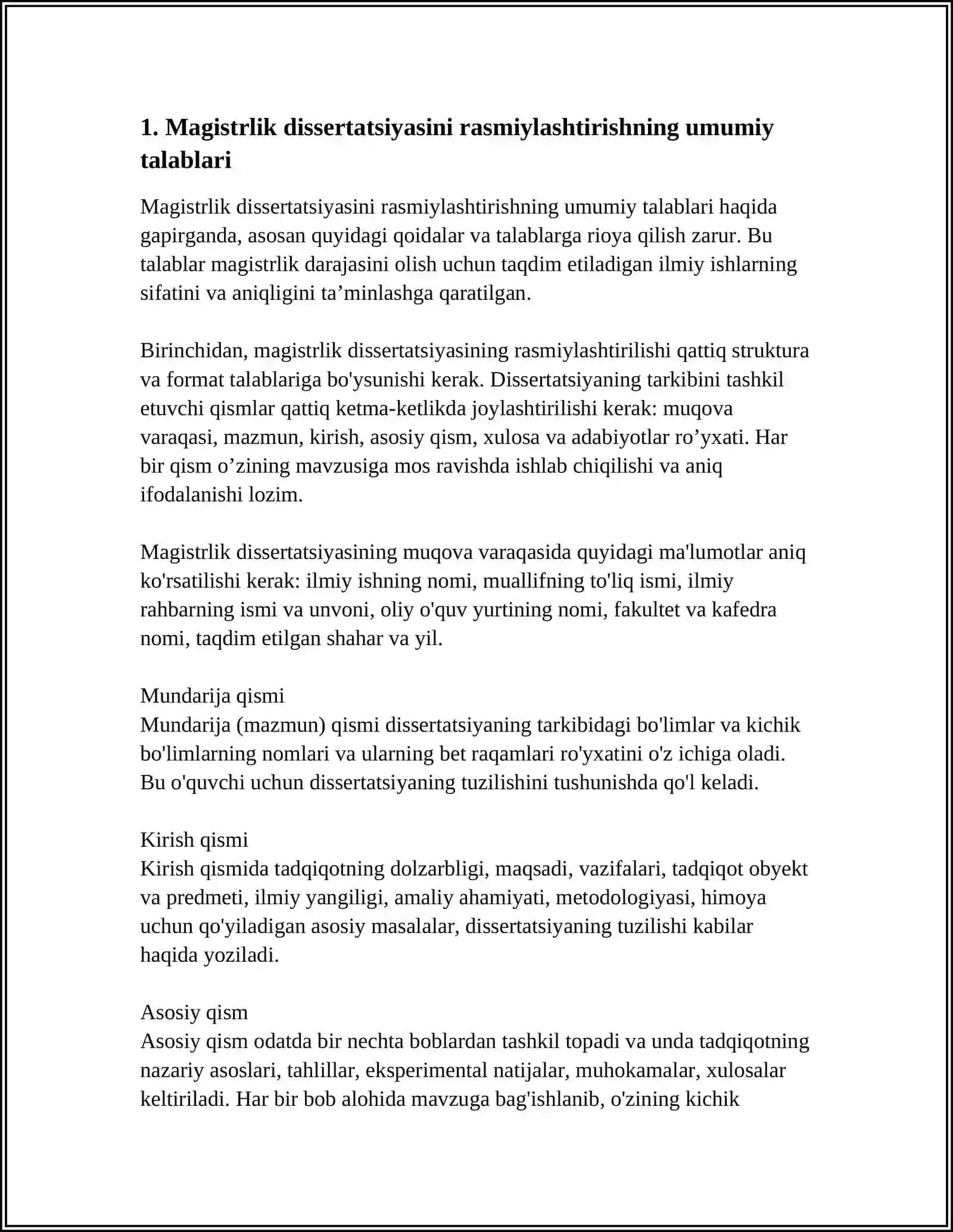 MAGISTIRLIK DISSERTATSIYASINI RASMIYLASHTIRISH 3