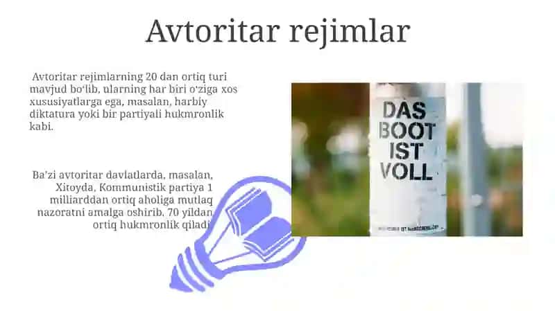 Asosiy Siyosiy Tuzumlarning Xususiyatlari 3
