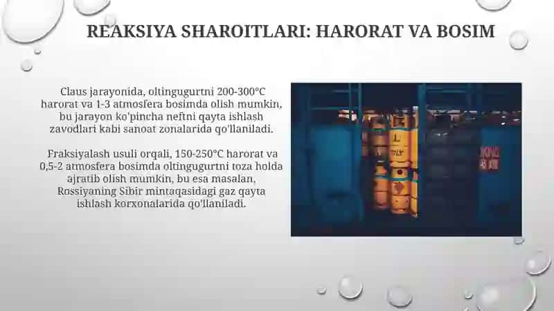 Konsensual Oltingugurtli Vodorod Gazidan Oltingugurt Olish Jarayoni 3