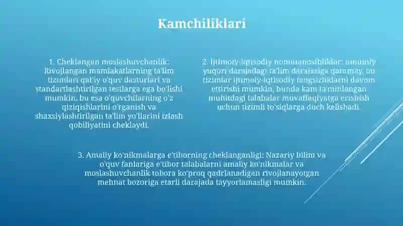 Iqtisodi Rivojlangan Davlatlarning Ta`Lim Tizimini Swot Tahlil Qiling 3