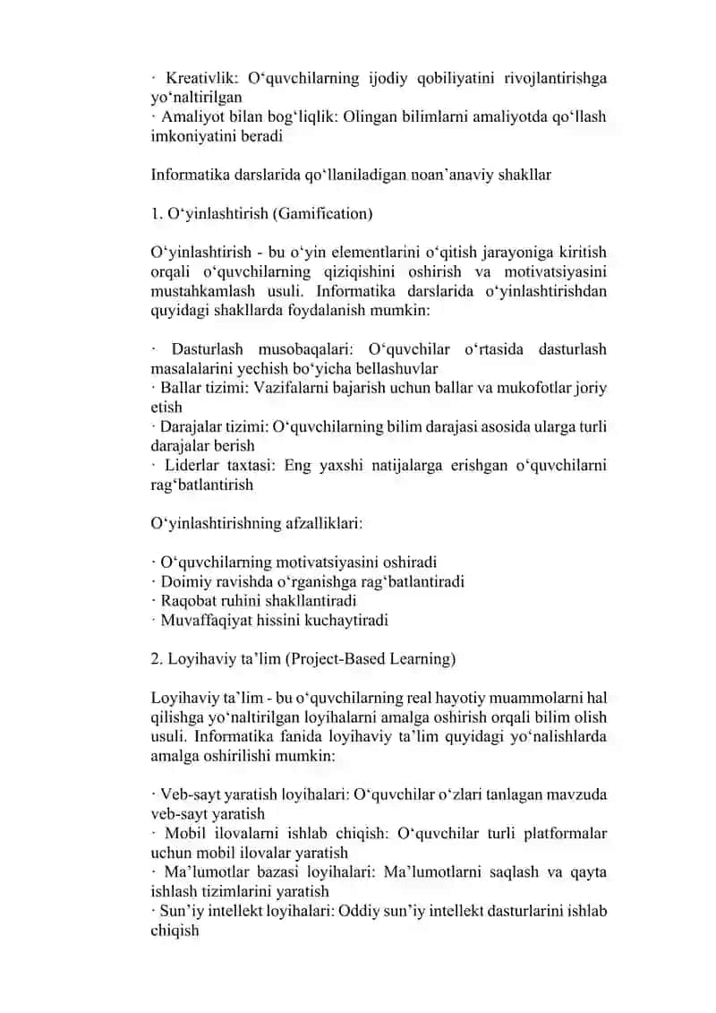 Informatika fanini oʻqitishda noanʼanaviy shakllardan foydalanish 3