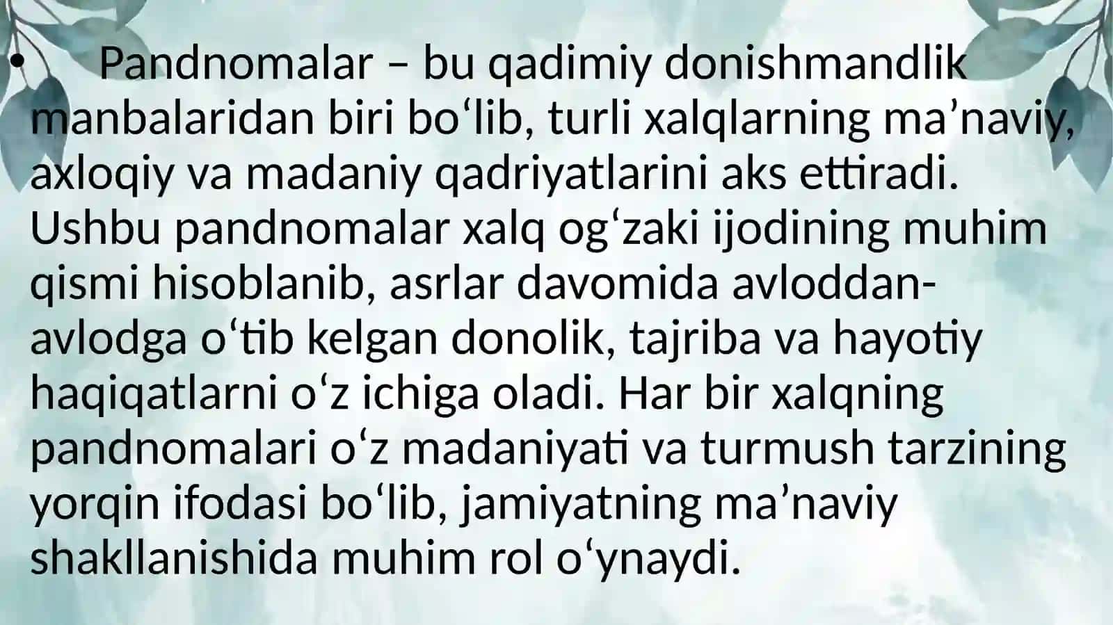 Turli xalqlar pandnomasida xalqchil rasm-rusumlar, xulq-odobga oid udumlar 3
