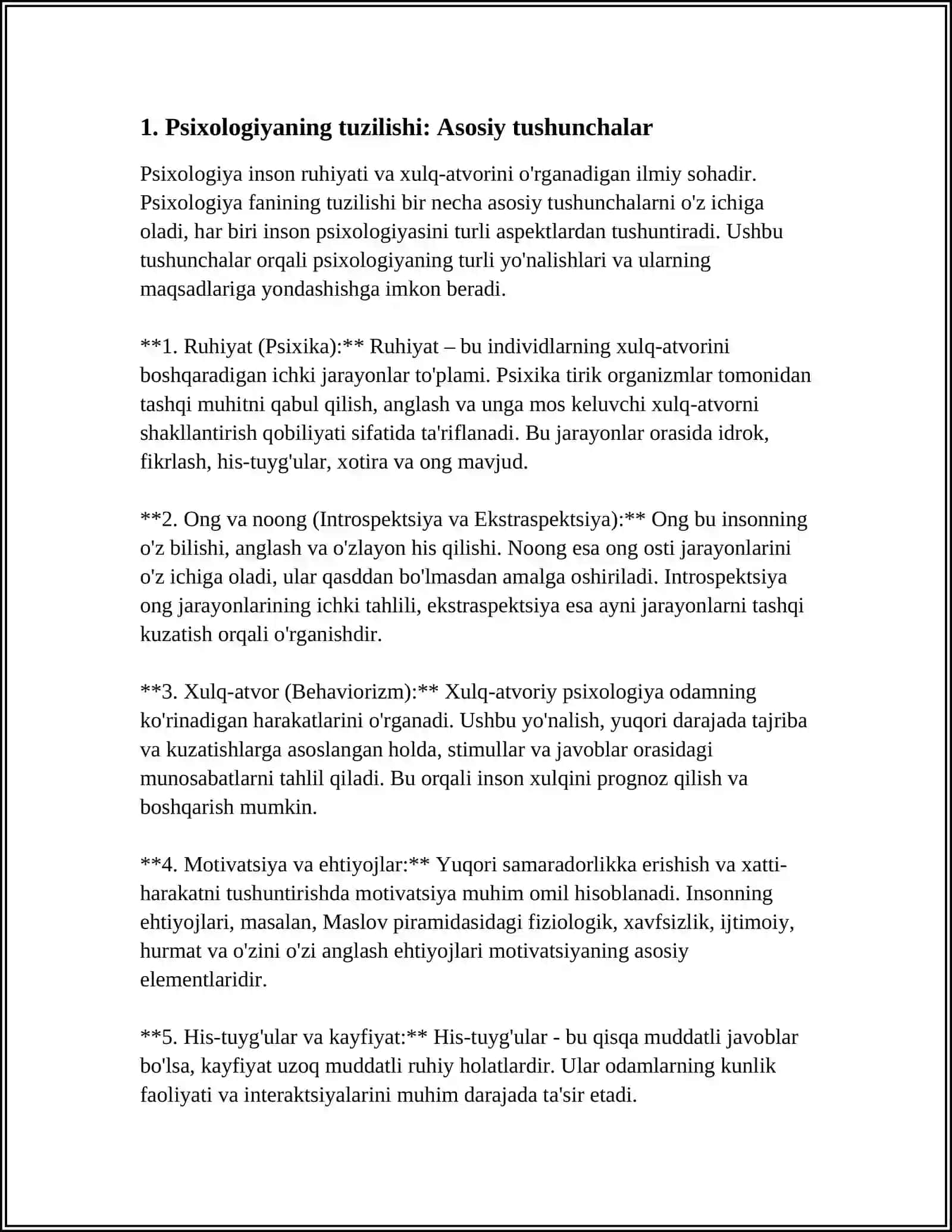 PSIXOLOGIYANING TUZILISHI,PSIXOLOGIYA SOHALARI,PSIXOLOGIYANING FANLAR TIZIMIDA TUTGAN ÒRNI 3