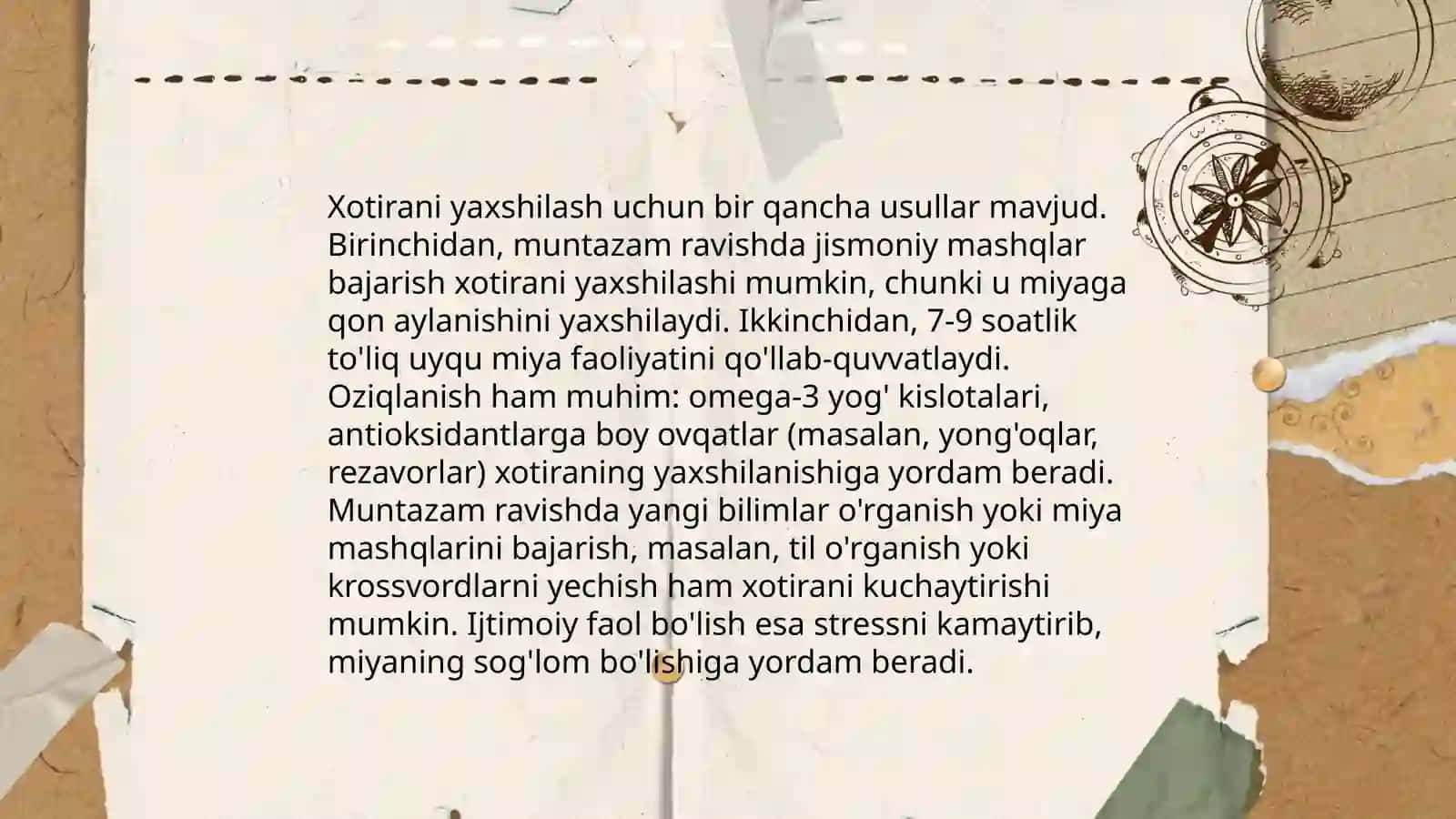 Xotirani yaxshilash usullari 3