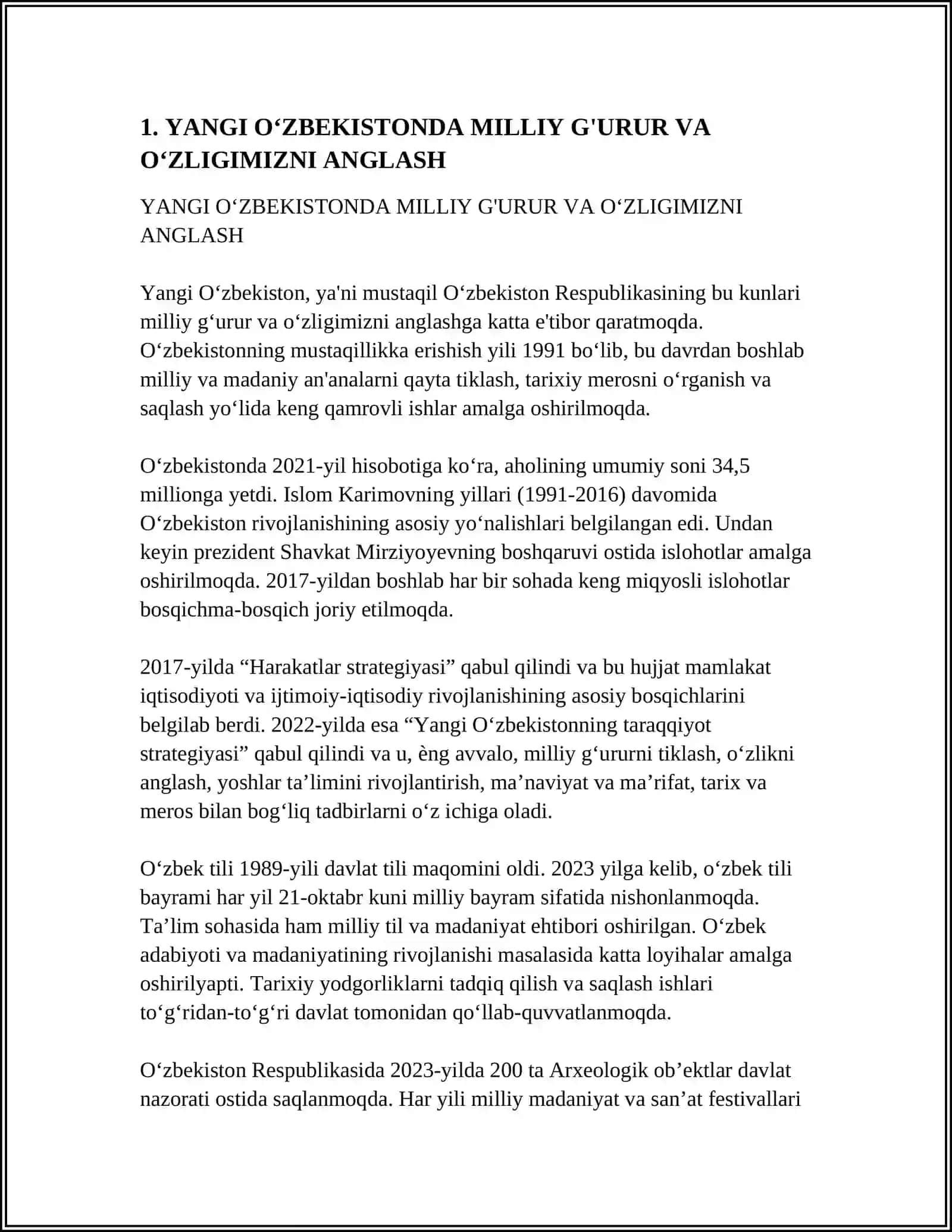 YANGI OʻZBEKISTONDA AMALGA OSHIRILAYOTGAN MANAVIY OʻZGARISHLAR 3