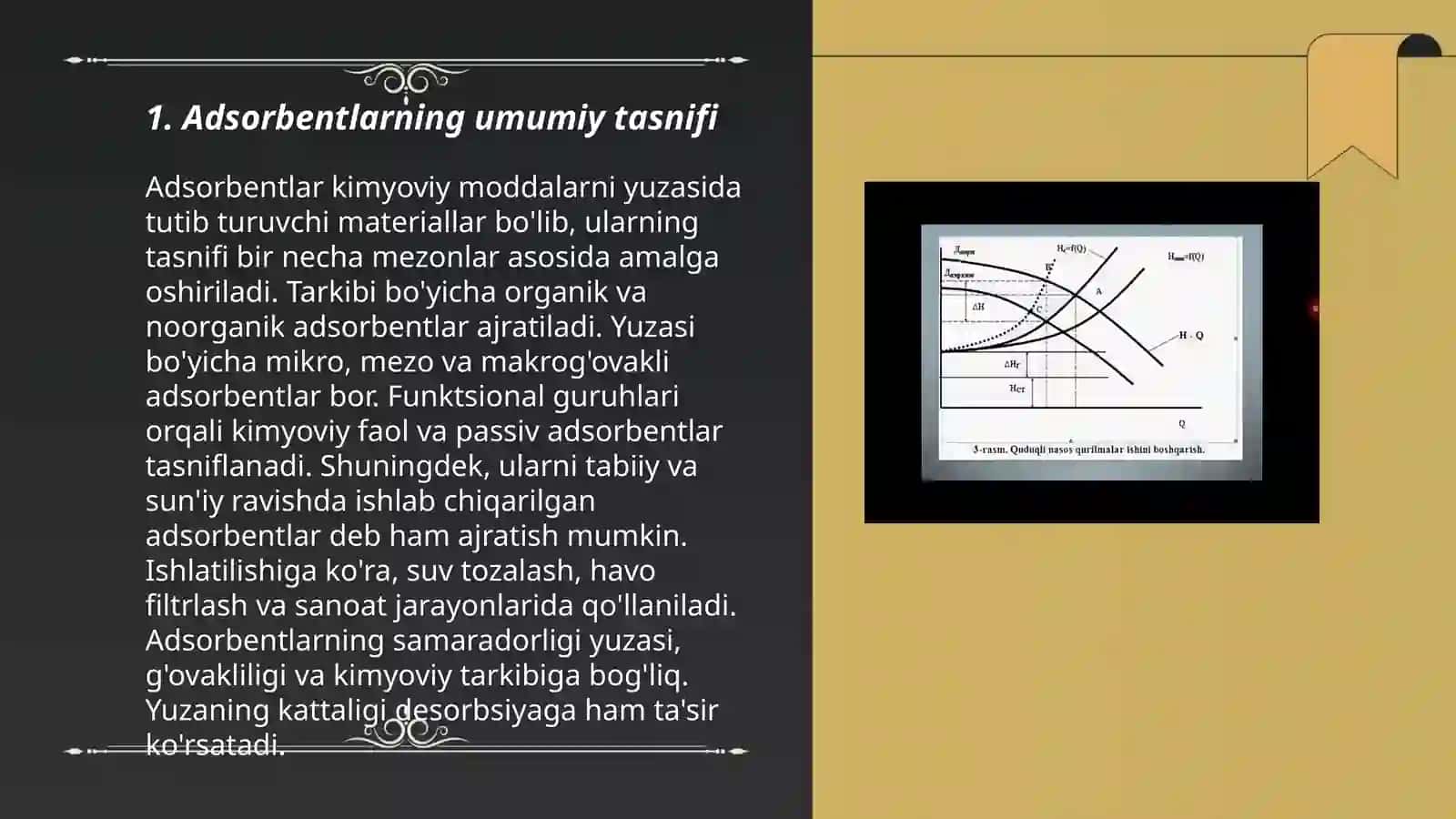 Adsorbentlar turlari va xarakteristikalari 3