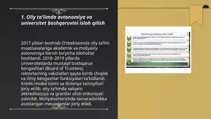 O‘ZBEKISTON RESPUBLIKASIDA TA'LIM SOHASIDA AMALGA OSHIRILGAN ISLOHOTLAR 3