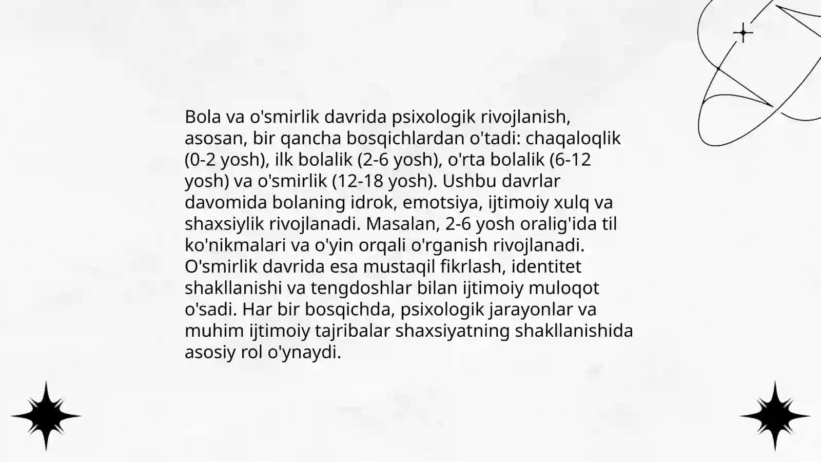 Bola va o'smirlik davrida psixologik rivojlanish 3