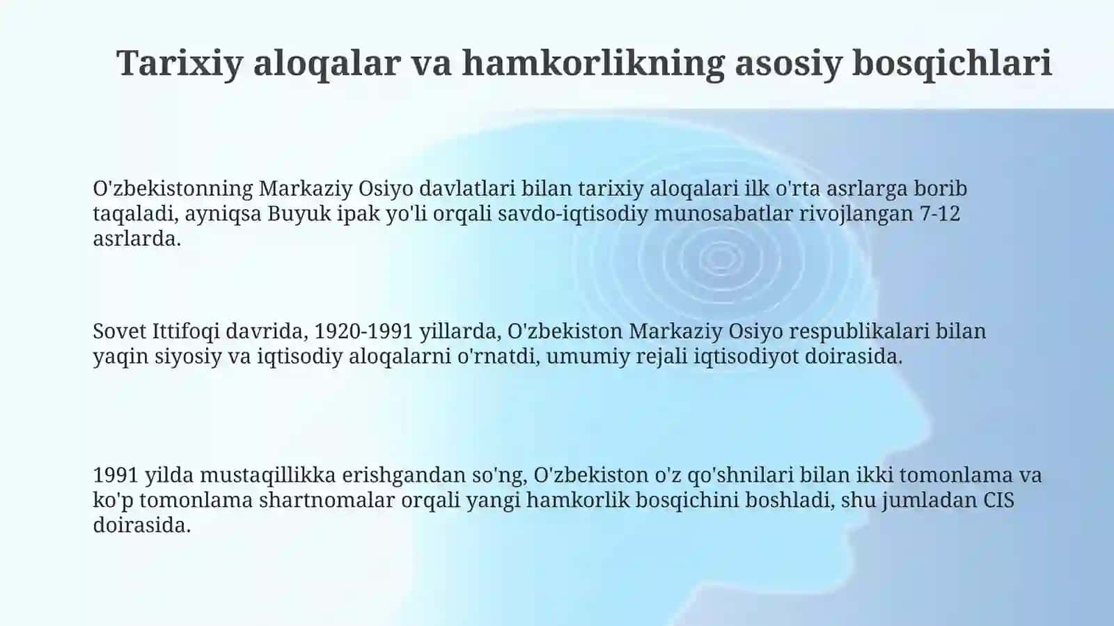Oʻzbekistonning Markaziy osiyoda MDH davlatlari bilan keng qamrovli hamkorligi 3