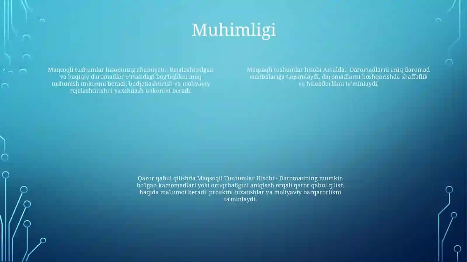 Maqsaqli tushumlar hisobi 3