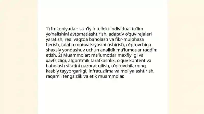 Ta'limda sun'iy intellekt: muammo v istiqbollar 3